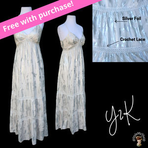Free With Purchase Maxi Prairie Dress Silver Crochet Spring Summer Beach Cruise